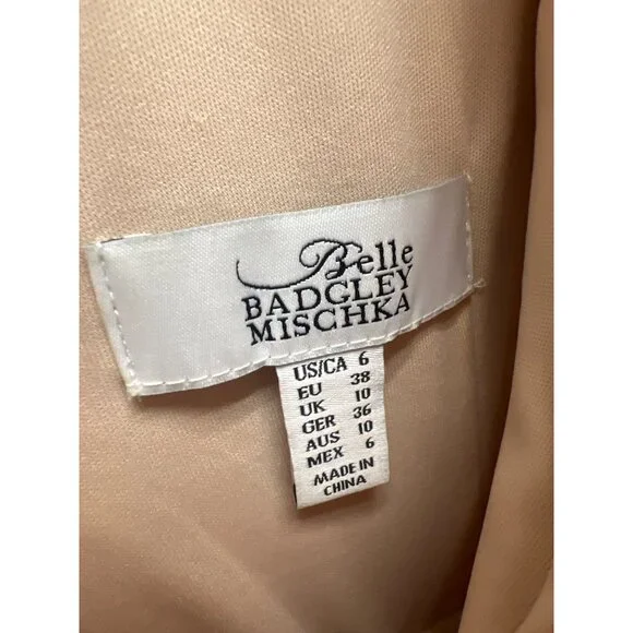 Belle Badgley Mischka Rose Gold Sequin Formal Evening Gown - Picture 6 of 10